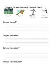 English worksheet: can cant