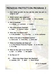 English worksheet: PRINCESS PROTECTION PROGRAM 2 FIRST FIFTEEN MINUTES