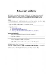 English worksheet: school-girl uniform