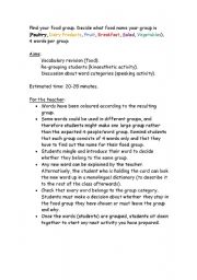 English Worksheet: Find your group food