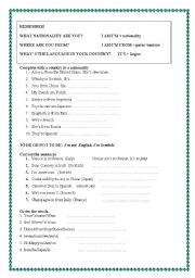 English worksheet: nationality