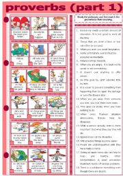 English Worksheet: PROVERBS - PART 1