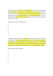 English Worksheet: Questions in present
