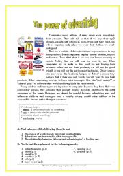 English Worksheet: The power of advertising