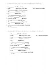 English worksheet: Present Continuous Present Simple