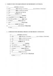 English Worksheet: Present Continuous Present Simple