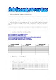 English Worksheet: SAVE THE EARTH