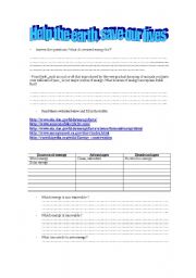 English worksheet: SAVE THE EARTH