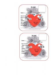 English worksheet: kids id cards