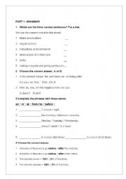 English worksheet: present simple tense