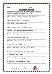 English Worksheet: Reorder worksheet