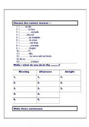 English Worksheet: daily activities