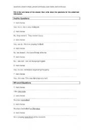 English worksheet: Make the Questions