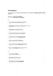 English worksheet: WH-questions-exercises-1