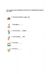 English Worksheet: Possessive pronoun or Possessive adjective