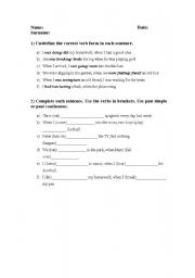 English Worksheet: Past Simple or Past Continuous
