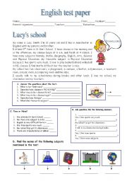 English Worksheet: Lucys school and simple present tense (3.11.09)