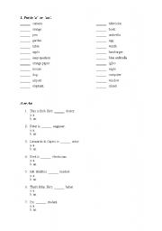 English Worksheet: A or AN?