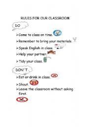 English Worksheet: RULES FOR OUR CLASSROOM