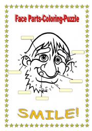 English Worksheet: FACE PARTS-COLORING-PUZZLE