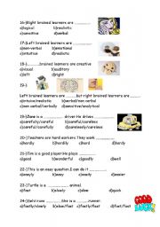 A multiple choice test for 8th Grade