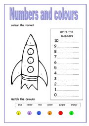 English Worksheet: NUMBERS AND COLOURS