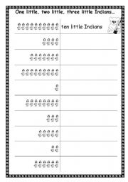 English Worksheet: Ten little Indians 2