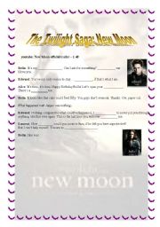 English Worksheet: The Twilight Saga: New Moon (1/2)