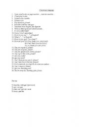 English Worksheet: Classroom language