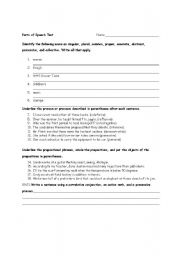 English worksheet: Parts of Speech Test