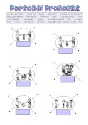 English Worksheet: Personal pronouns and nouns