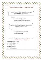 English worksheet: ADJECTIVES ENDING IN ED AND ING