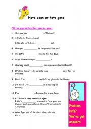 English Worksheet: have gone or have been