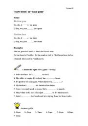 English Worksheet: have gone or have been