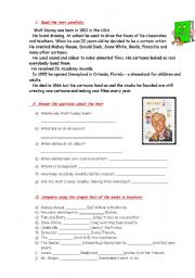 English Worksheet: Reading about walt Disney + past simple