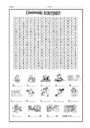 English Worksheet: Crosswords Routines