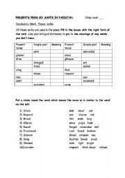 English worksheet: Presents from my aunts in Pakistan: word study