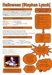 English Worksheet: SONG!!! Halloween [Stephen Lynch] - Printer-friendly version included