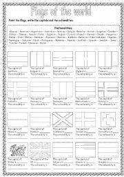 English Worksheet: FLAGS OF THE WORLD