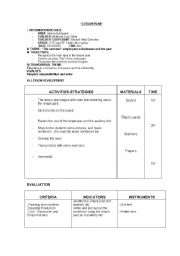 English worksheet: lesson plan