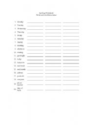 English Worksheet: Spelling Repetition Excercise