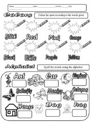 English Worksheet: COLORS AND ALPHABET