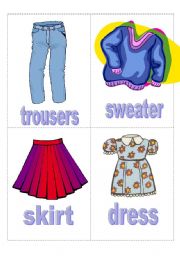 English Worksheet: flashcard clothes 2