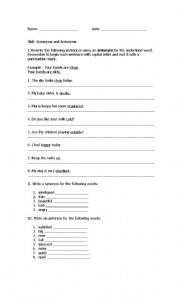 English Worksheet: Antonyms and Synonyms Worksheet