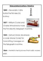 English Worksheet: Telecommunication timeline