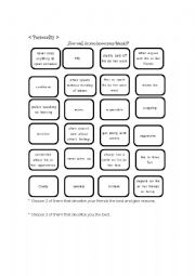 English worksheet: Personality adjective worksheet