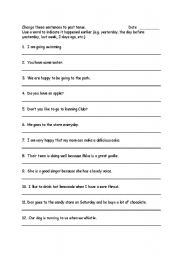 English worksheet: Change sentences to past tense