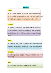 English Worksheet: modals and semi-modals-explanation