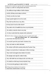English Worksheet: active-passive transformation