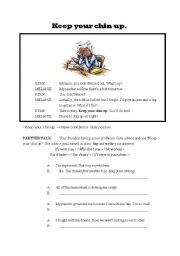 English worksheet: Keep your chin up/give arm and leg. Idioms and phrases